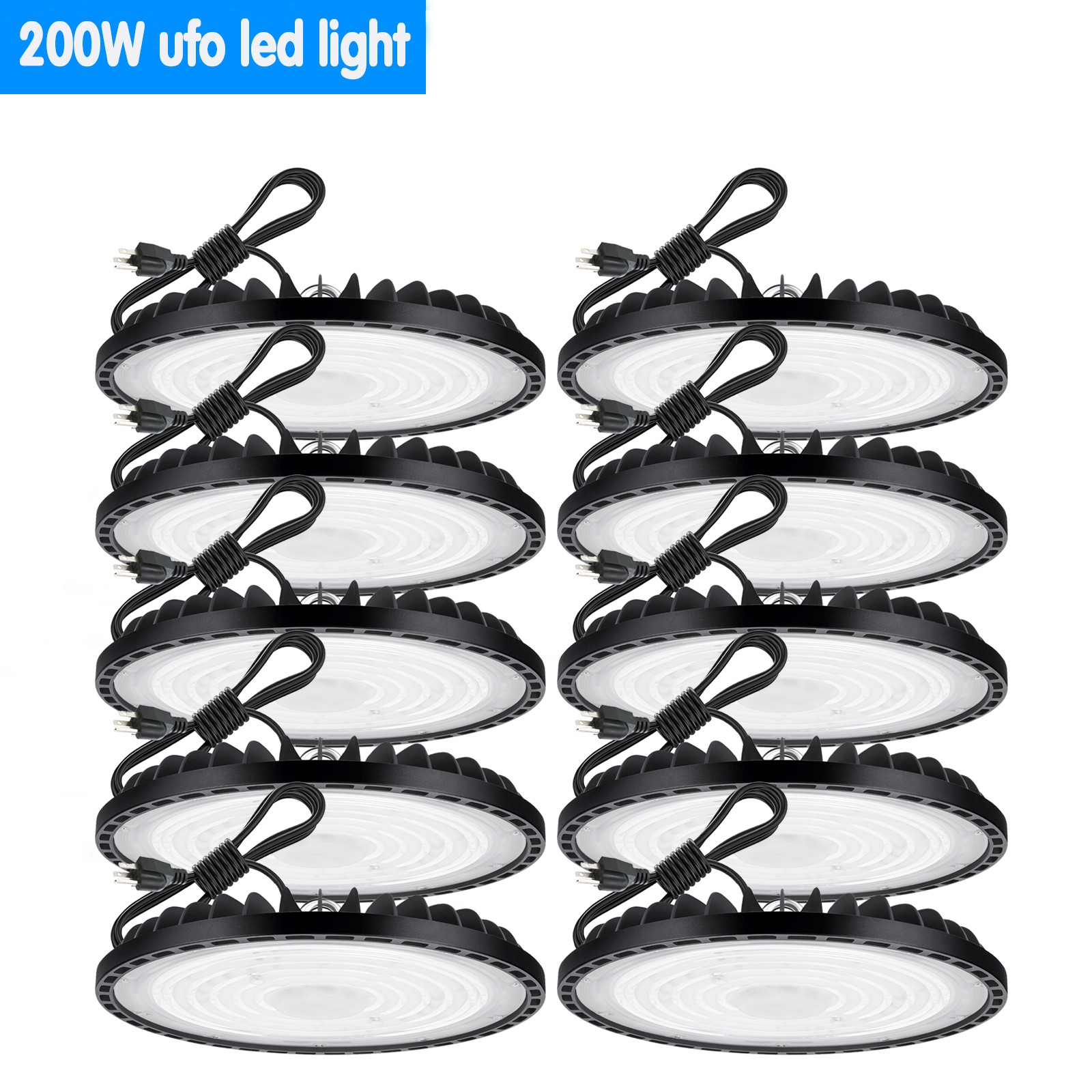 10 Pack 200W UFO Led High Bay Light Industrial Commercial Factory Gym Shop Light