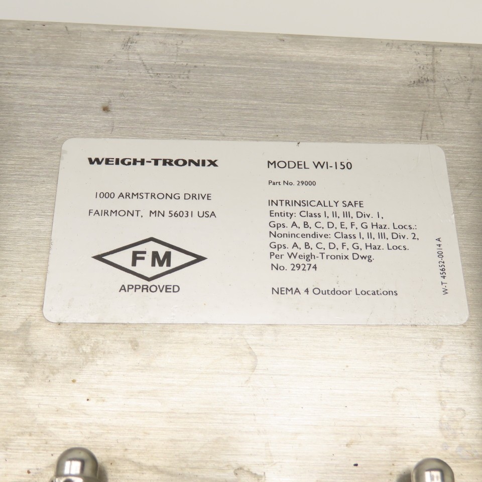Weigh-Tronix WI-150 Digital Weight Indicator Scale Display Nema 4 (Clean)