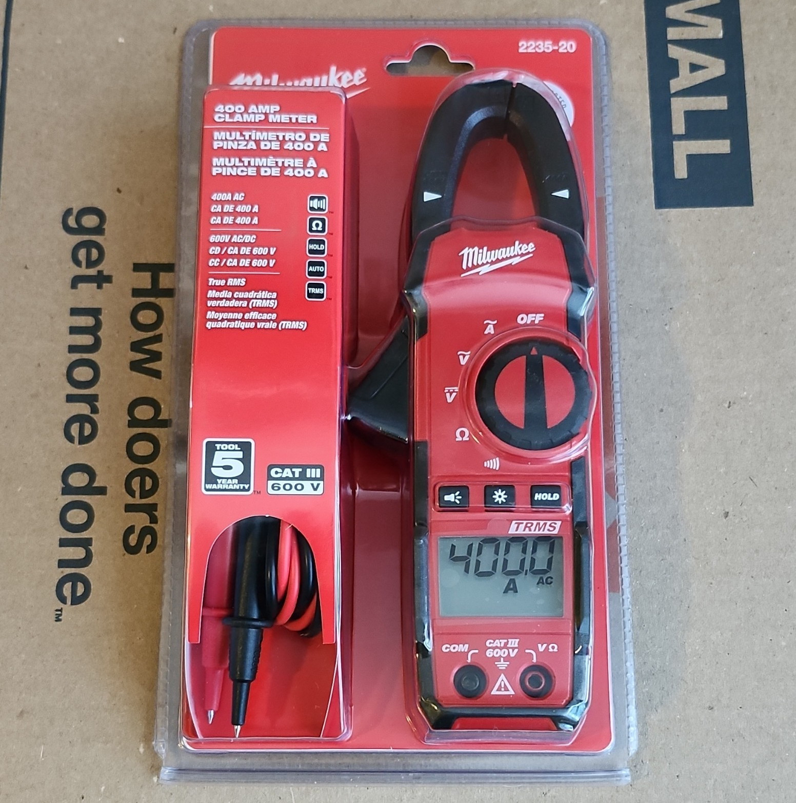 Milwaukee Clamp Meter Multimeter 2235-20 400A True RMS CAT III 600V 4000Ct