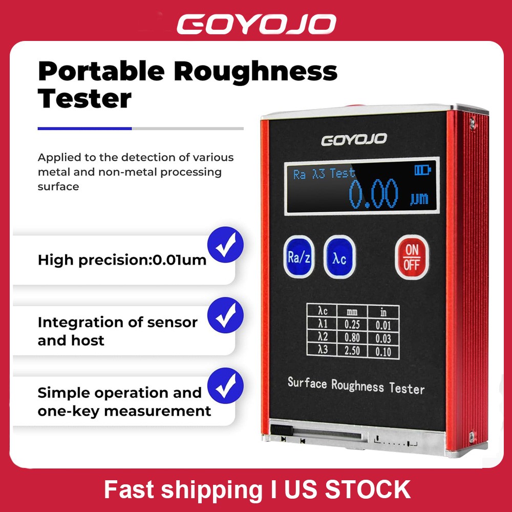 GOYOJO Surface Roughness Tester Roughness Gauge Meter Rz/Rt Ra/Rq 0.05~15.0μm