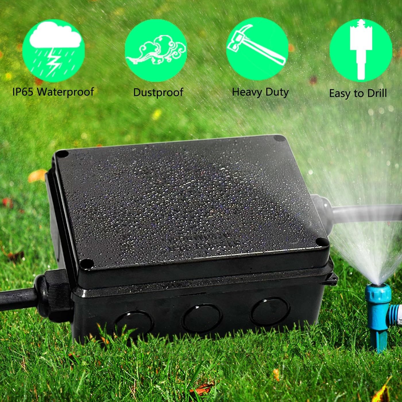 Electrical Box, Outdoor Waterproof Box IP65 7.9″ x 3.9″ x 2.8″, Black