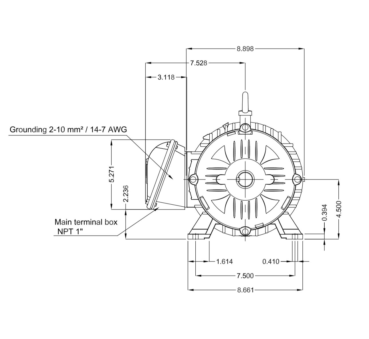 Weg AC Motor 00736ET3E184T-W22, 7.5 HP, 3485 RPM, 230/460VAC, 60Hz, 3Ph