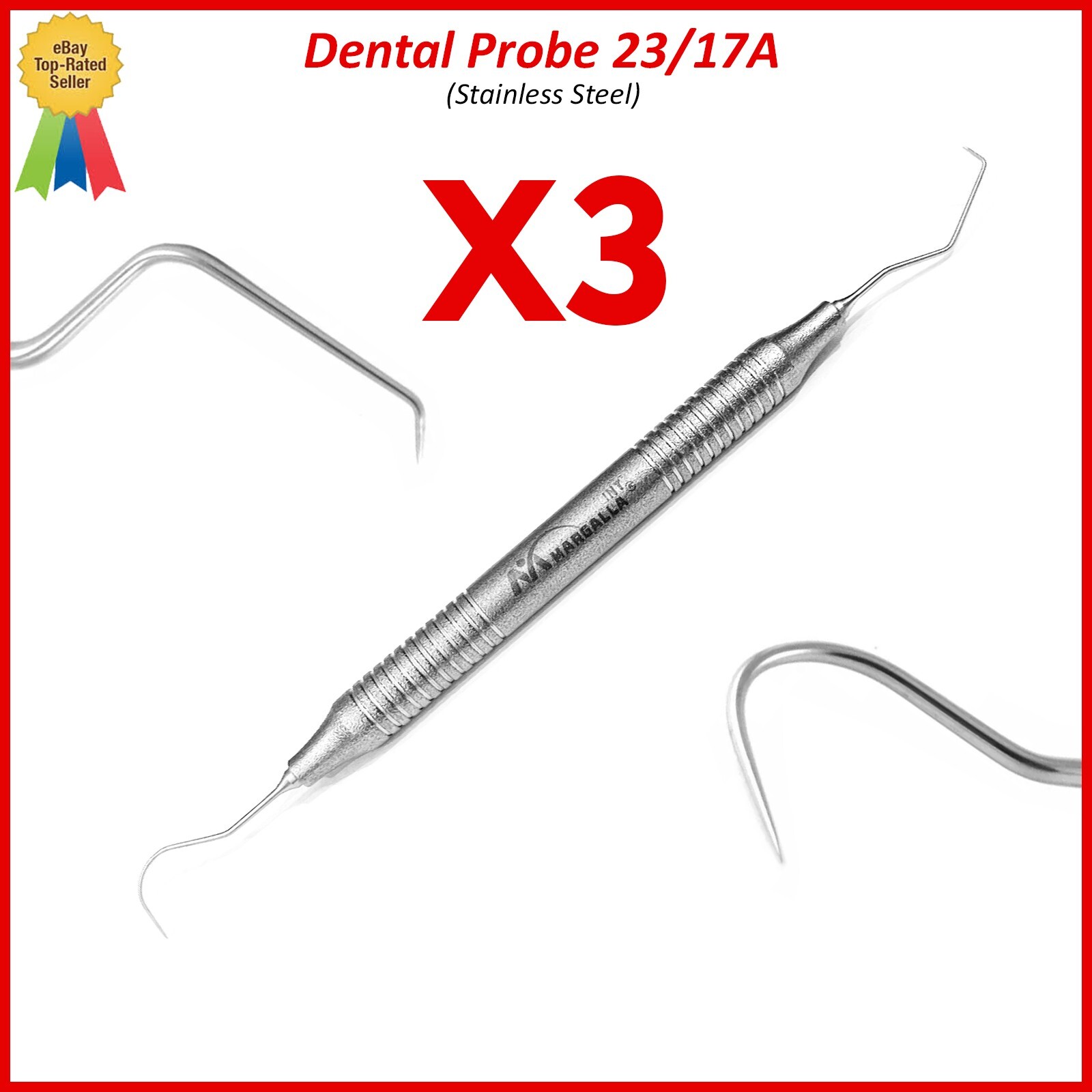 New 3Pcs Double Ended Explorer Probe 23/17A Dentistry Dental Examination Tool