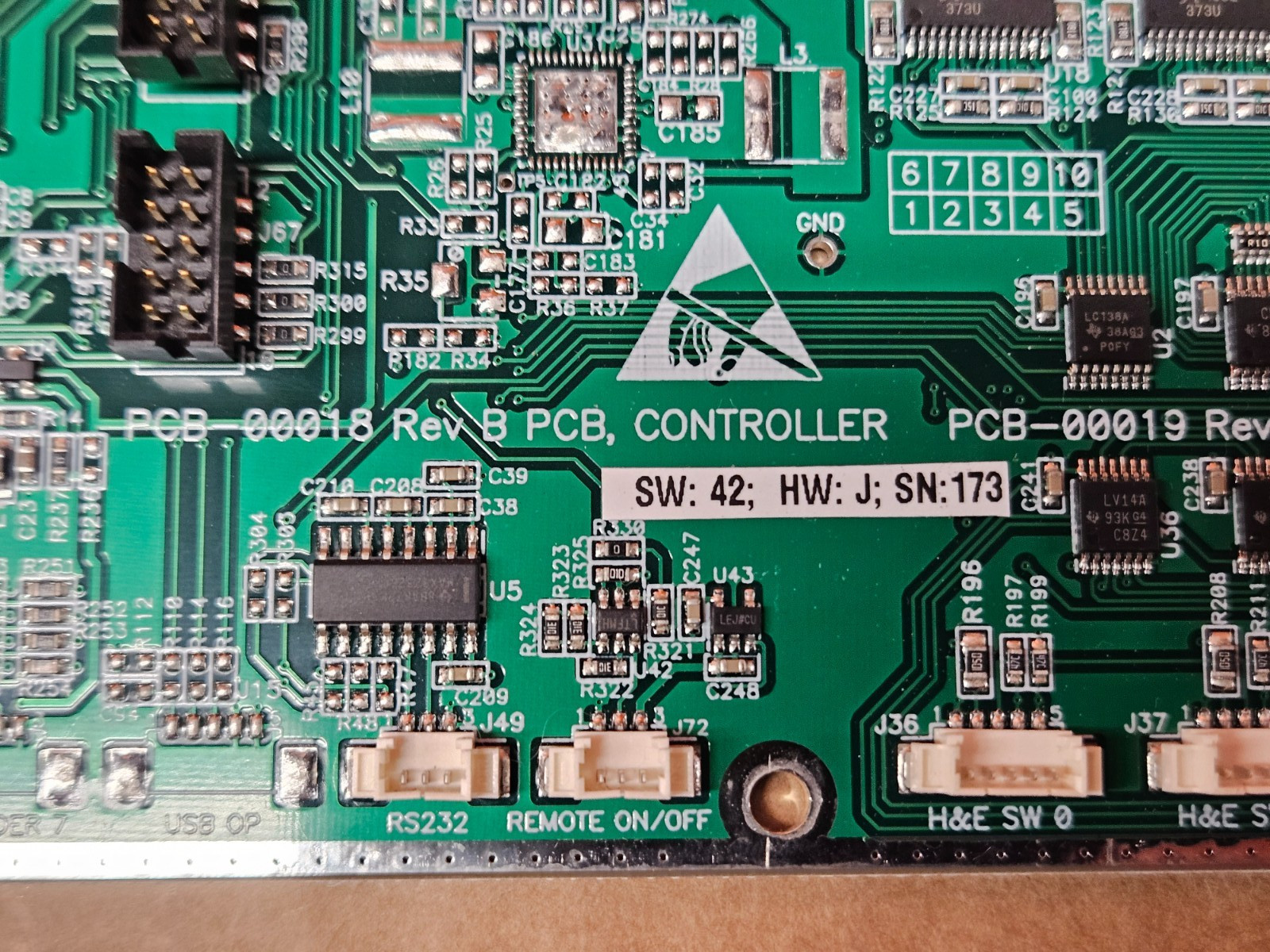 Accellix Analyzer Controller PCB Assembly PCB-00018 Rev B SW 42 HW J SN 173