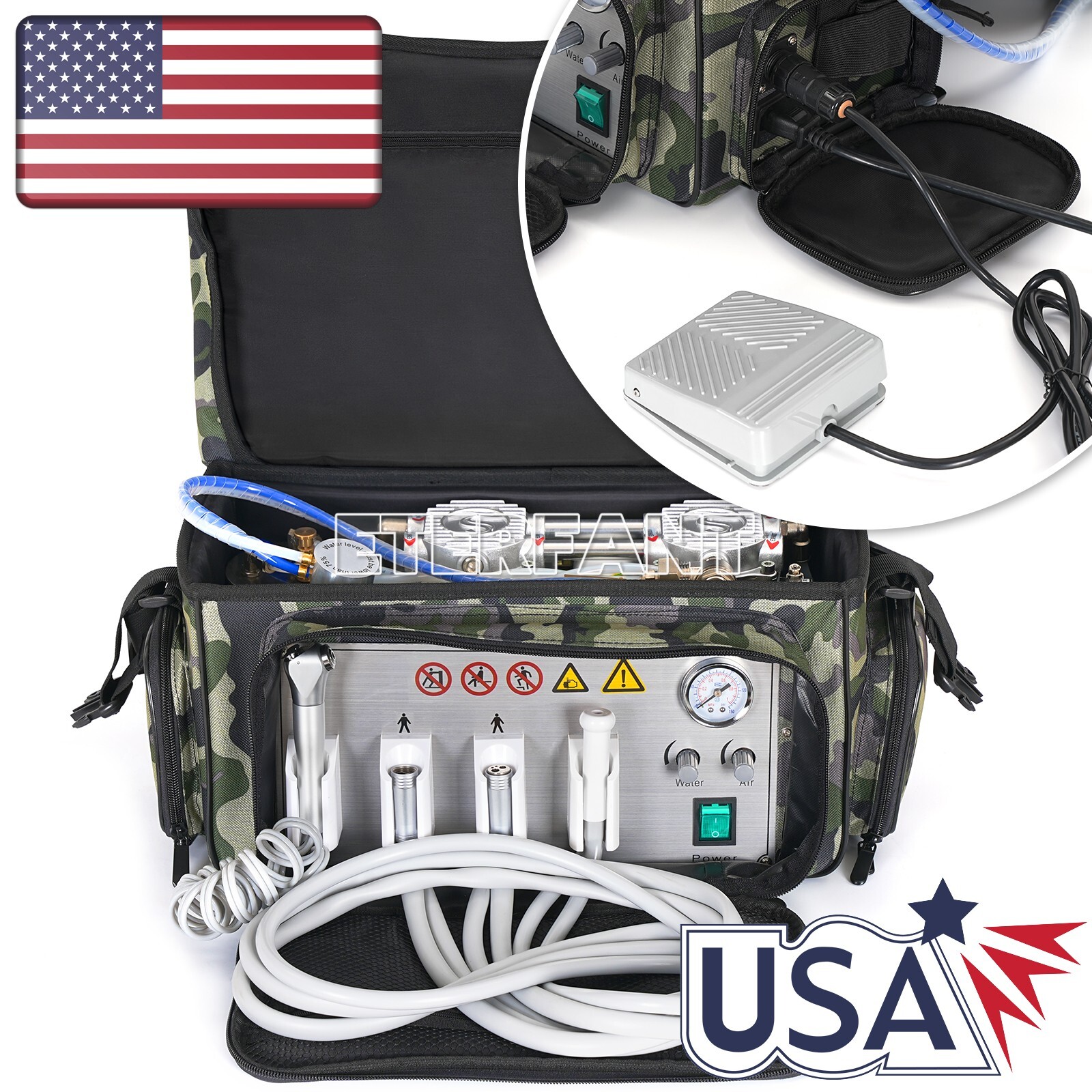 ETERFANT Dental Portable Delivery Unit Air Compressor Syring Suction System 4H