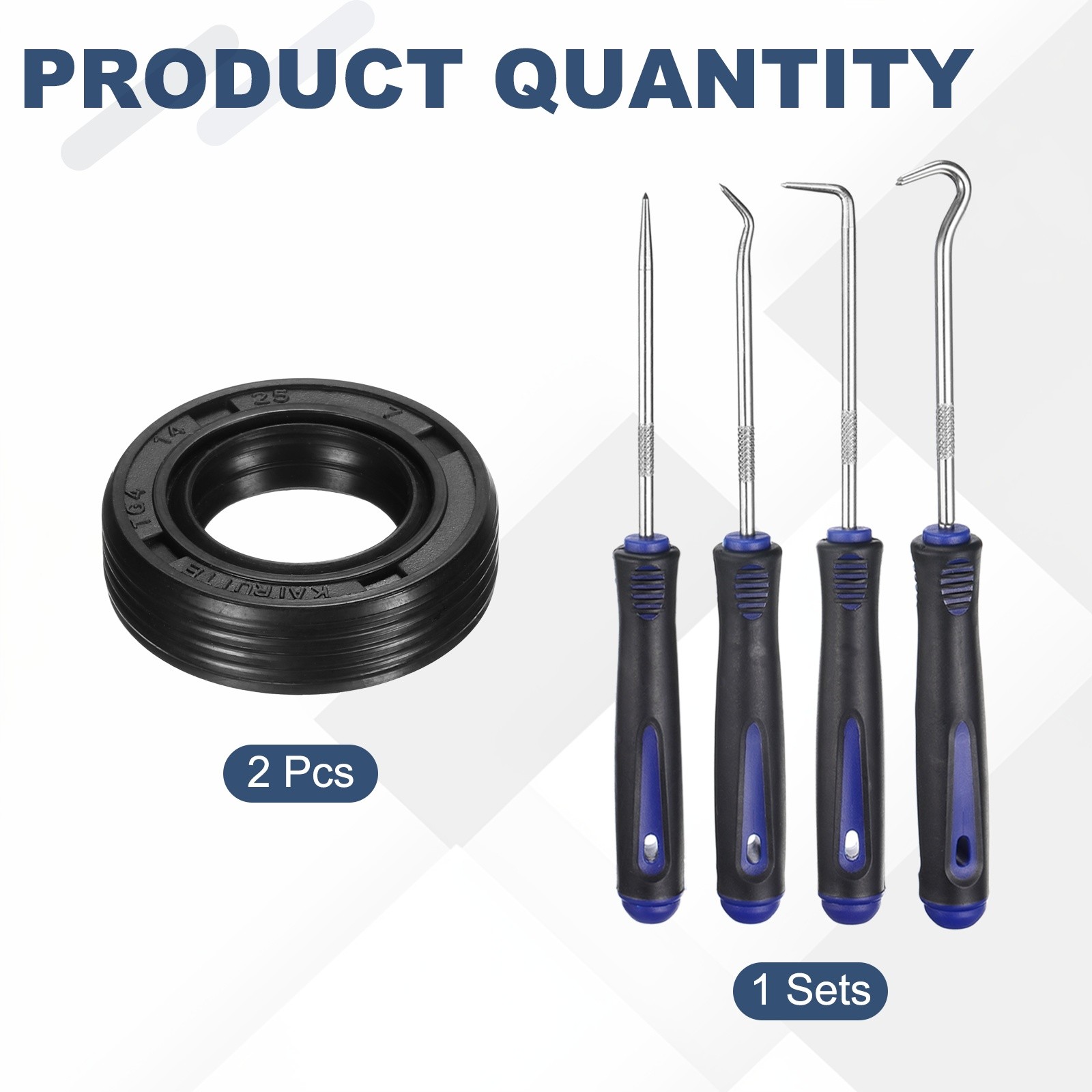 2Pcs Oil Seal 14x25x7mm TC Nitrile Rubber Double Lip Cover with Hook Kit