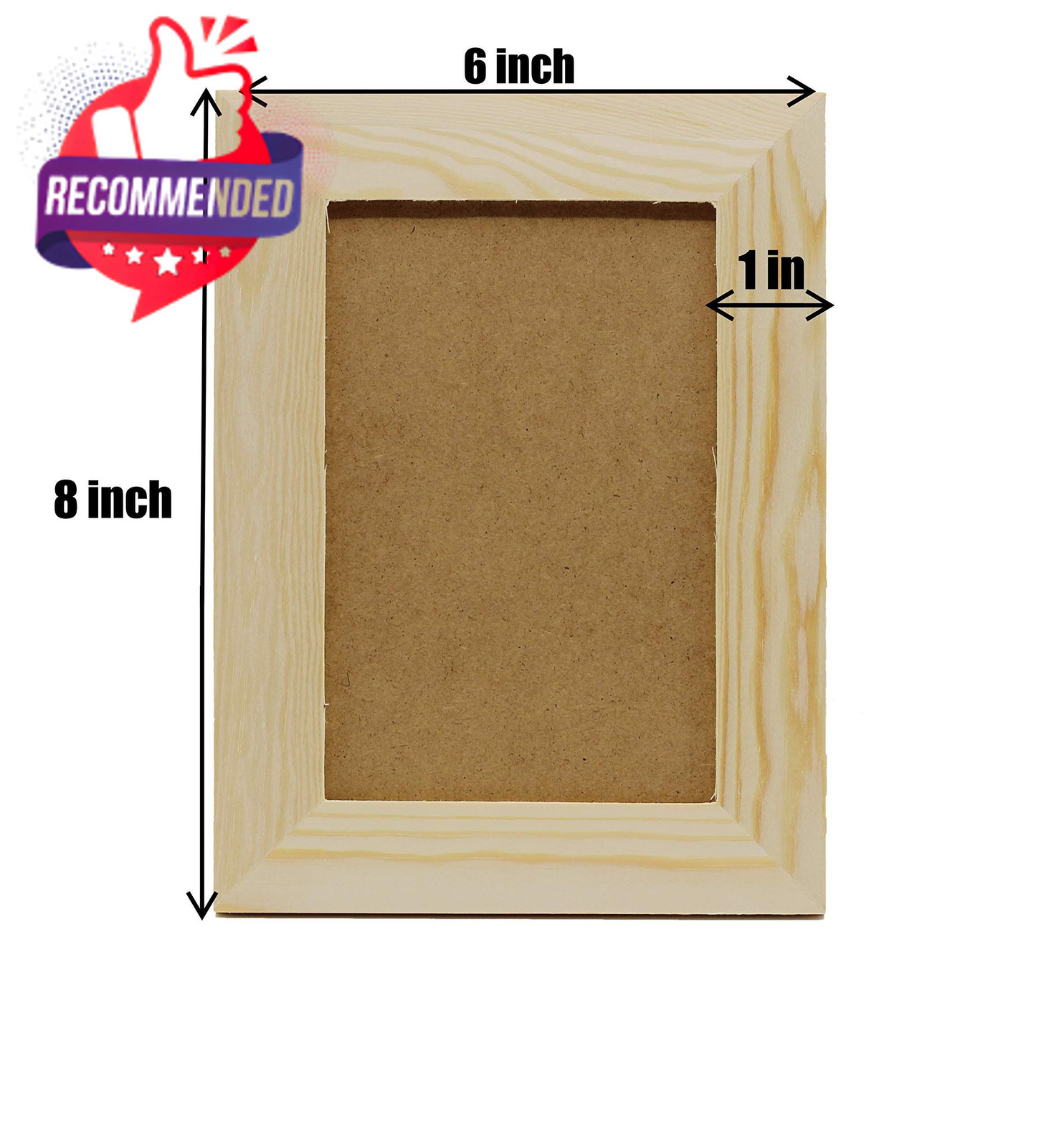 Pack Of 6 – Unfinished Solid Pine Wood Picture Frames For Arts & Crafts, Diy