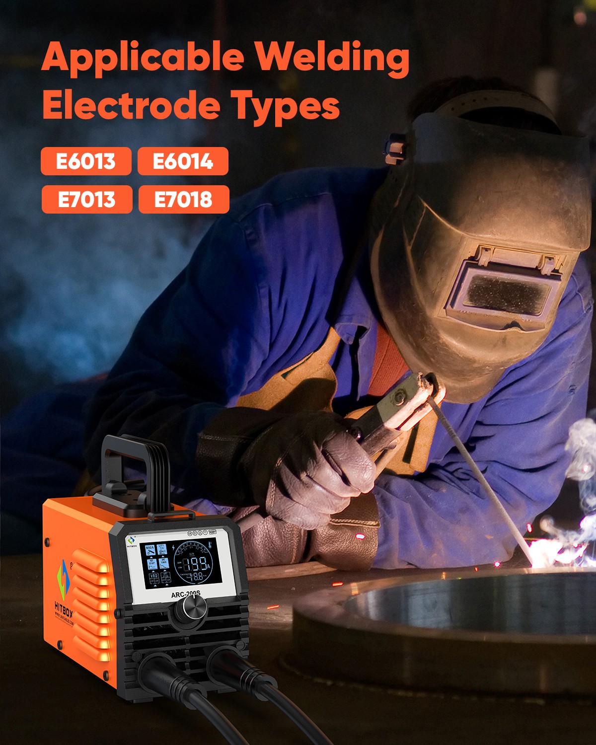 HITBOX 200A Stick Welder 110V ARC MMA Lift TIG 2-in-1 Welding Machine DIY/Gift