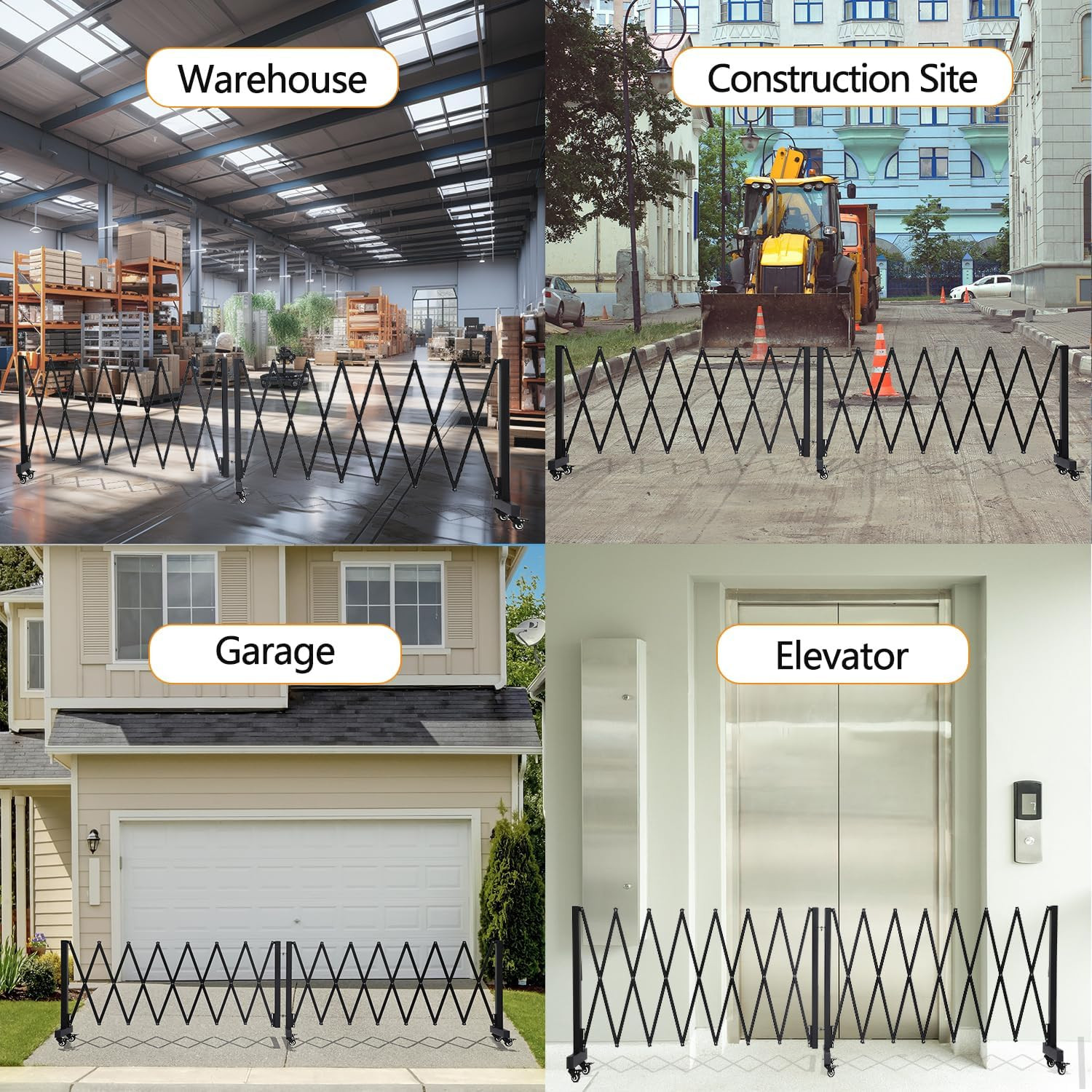 16.5FT Expandable Barricade Gate, Expandable Metal Barricade Gate Alloy Fence an