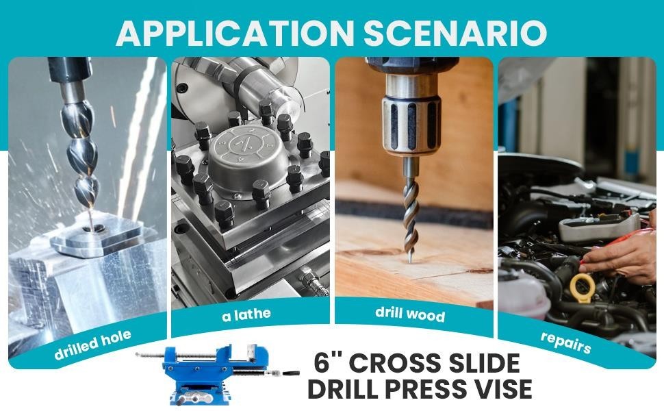6 Inch 2 Way X-Y Drill Press Vise Blue Cross Slide Drill Press Vise w/ Dial