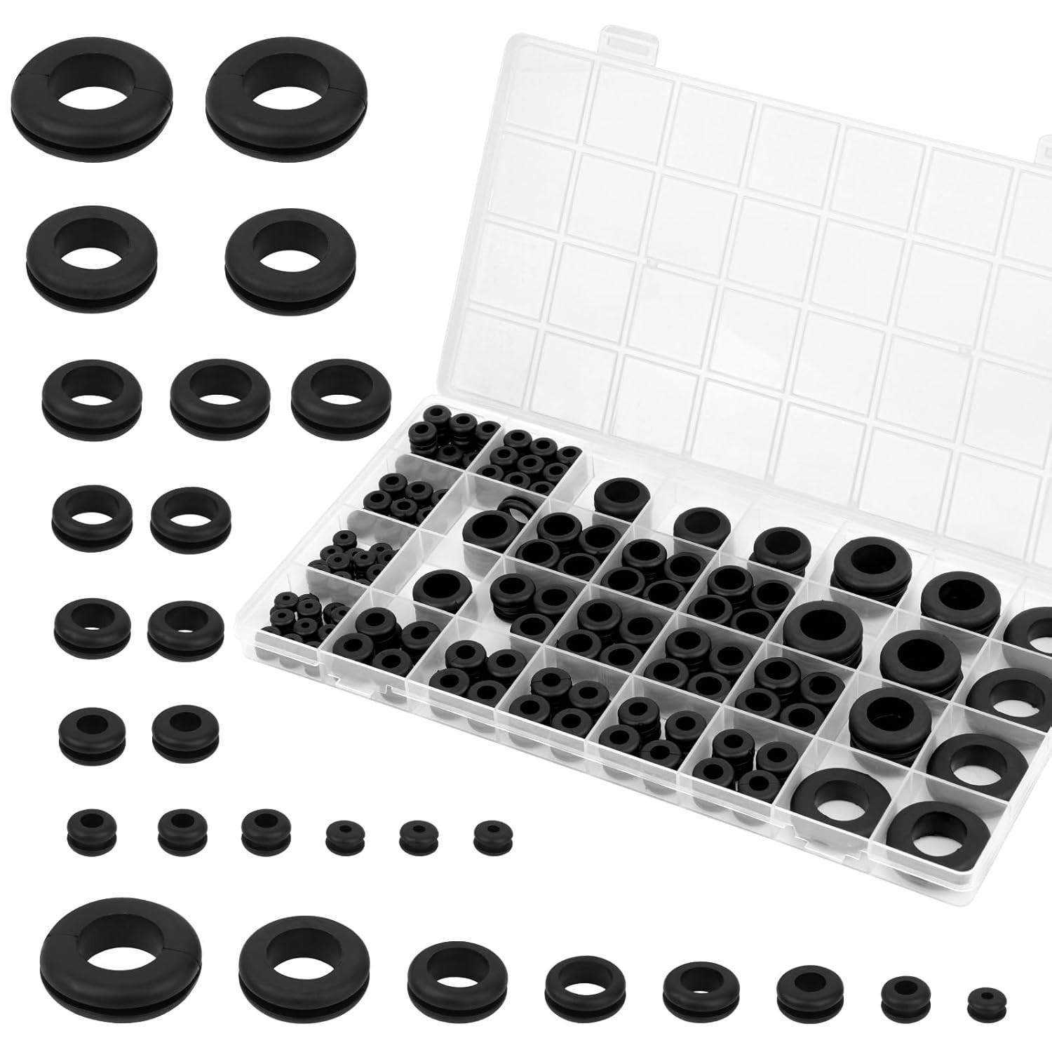 200pcs Rubber Grommet Assortment Kit Set Firewall Hole Electrical Wiring Gasket