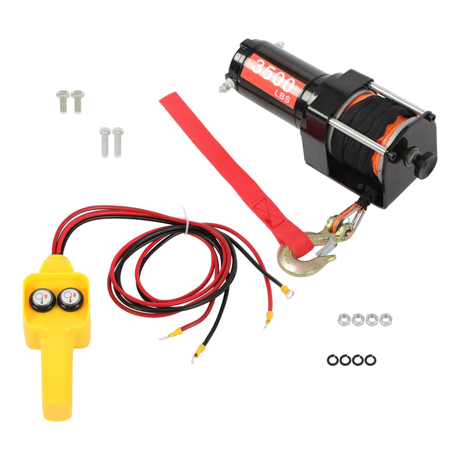 3500lbs Electric Winch 12VDC/1.5HP Copper Motor With 3/16″ x 39′ Synthetic Rope