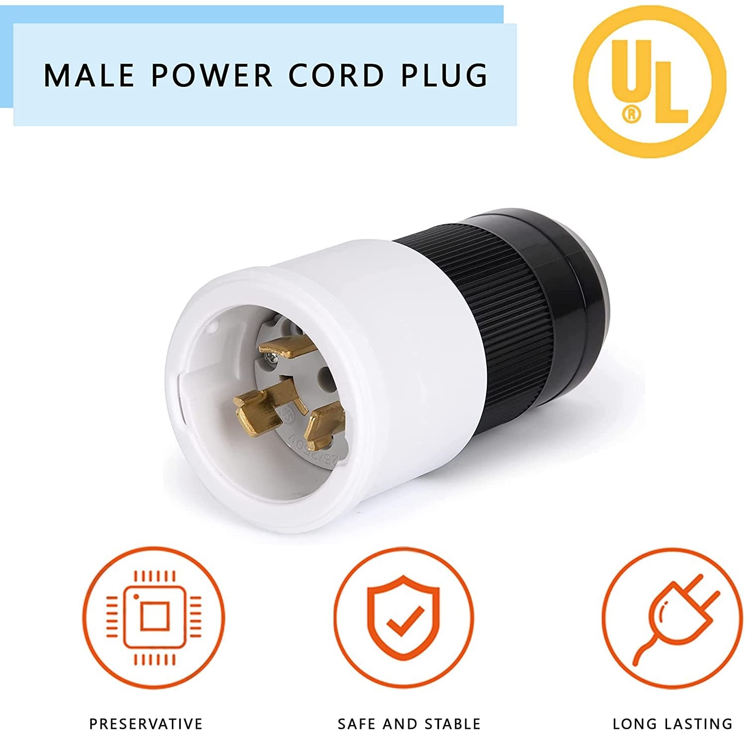 50 Amp Twist Lock Plug 50 Amp Generator Plug Male 125/250 VAC Generator Power