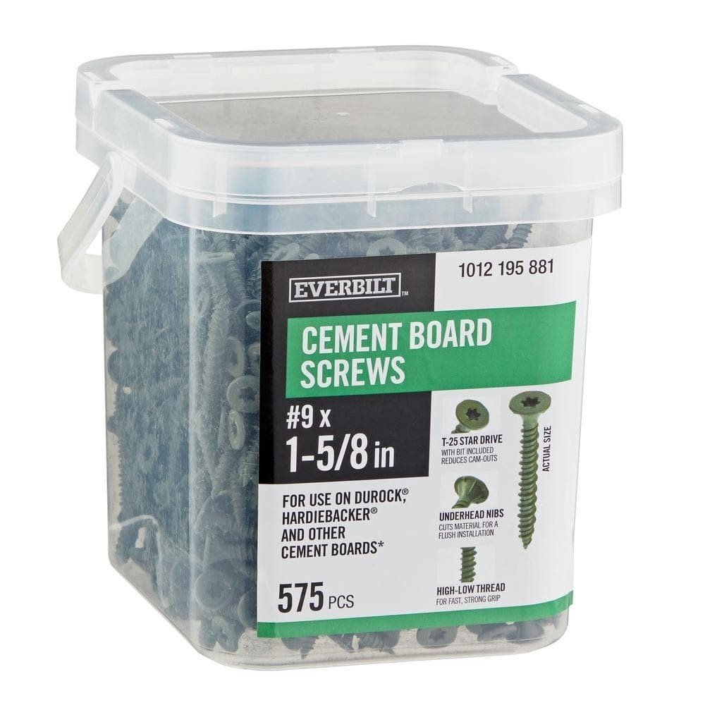 Ribbed Flat Head T25 Star Drive Cement Board Screw #9 x 1-5/8 in. (575-Pack)
