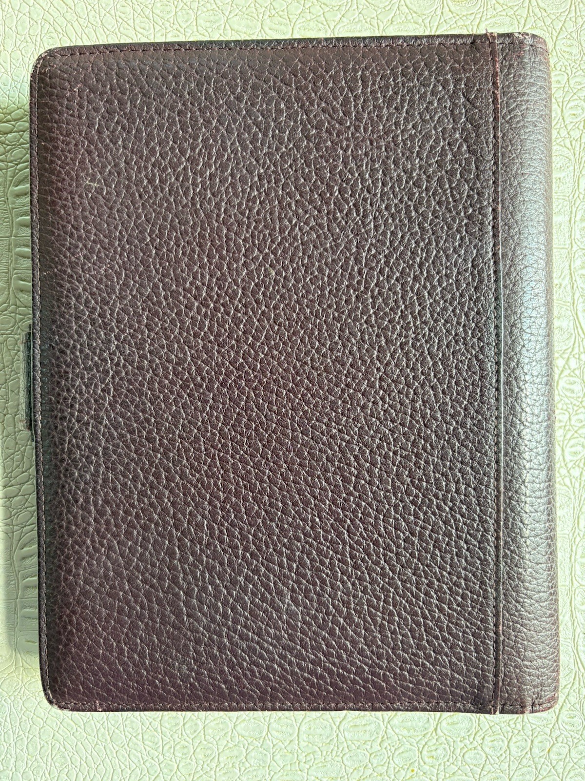 VTG 90s Day-Timer Planner Binder Cover Brown Pebbled Leather 7-Ring Personalized