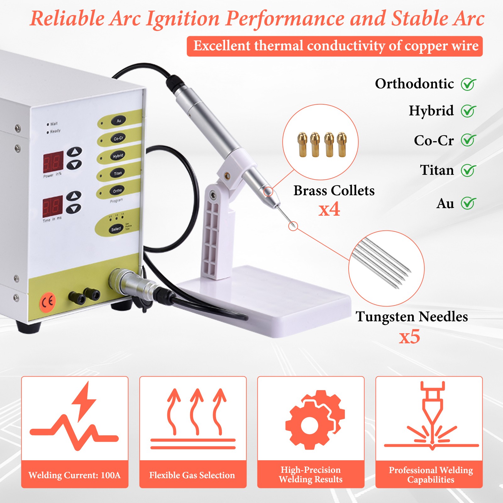 Jewelry Spot Welding Machine, 110V 60HZ Pulse Argon Arc Permanent Jewelry Welder