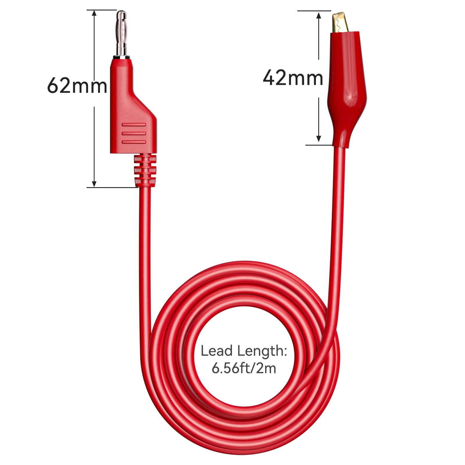 Stackabe Banana Plug to Alligator Clips Test Leads Flexible Wire Cable Red Black