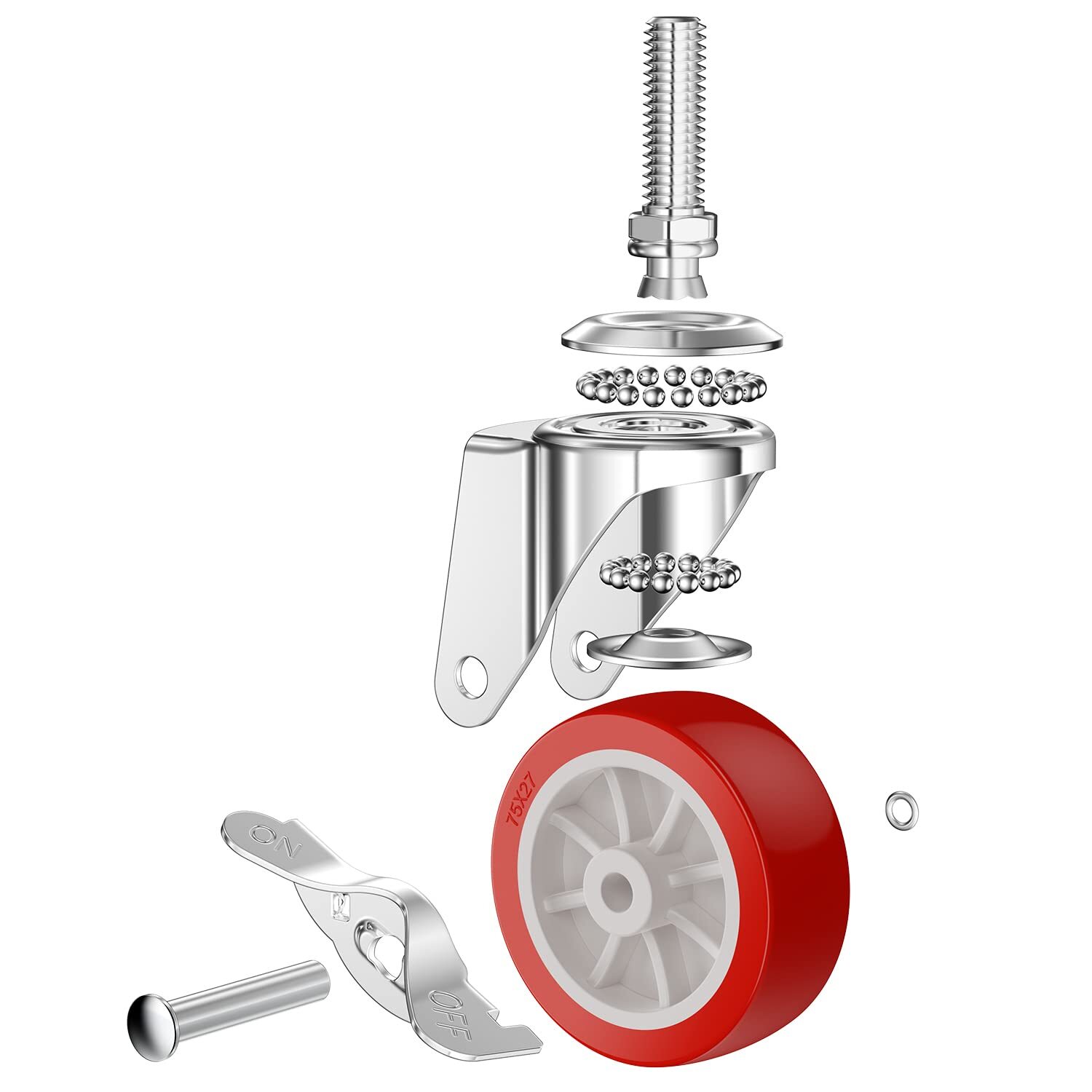3 Inch American Size Threaded Stem Swivel Caster Wheels Heavy Duty Non Marking R