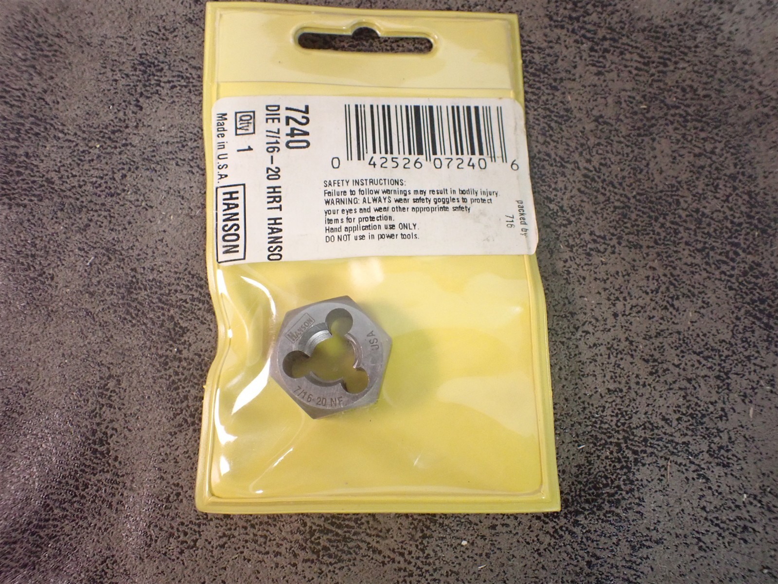 NEW Irwin 7240 High Carbon Steel 7/16″-20 Hex Rethreading Die 7/8″ O.D (BN271)