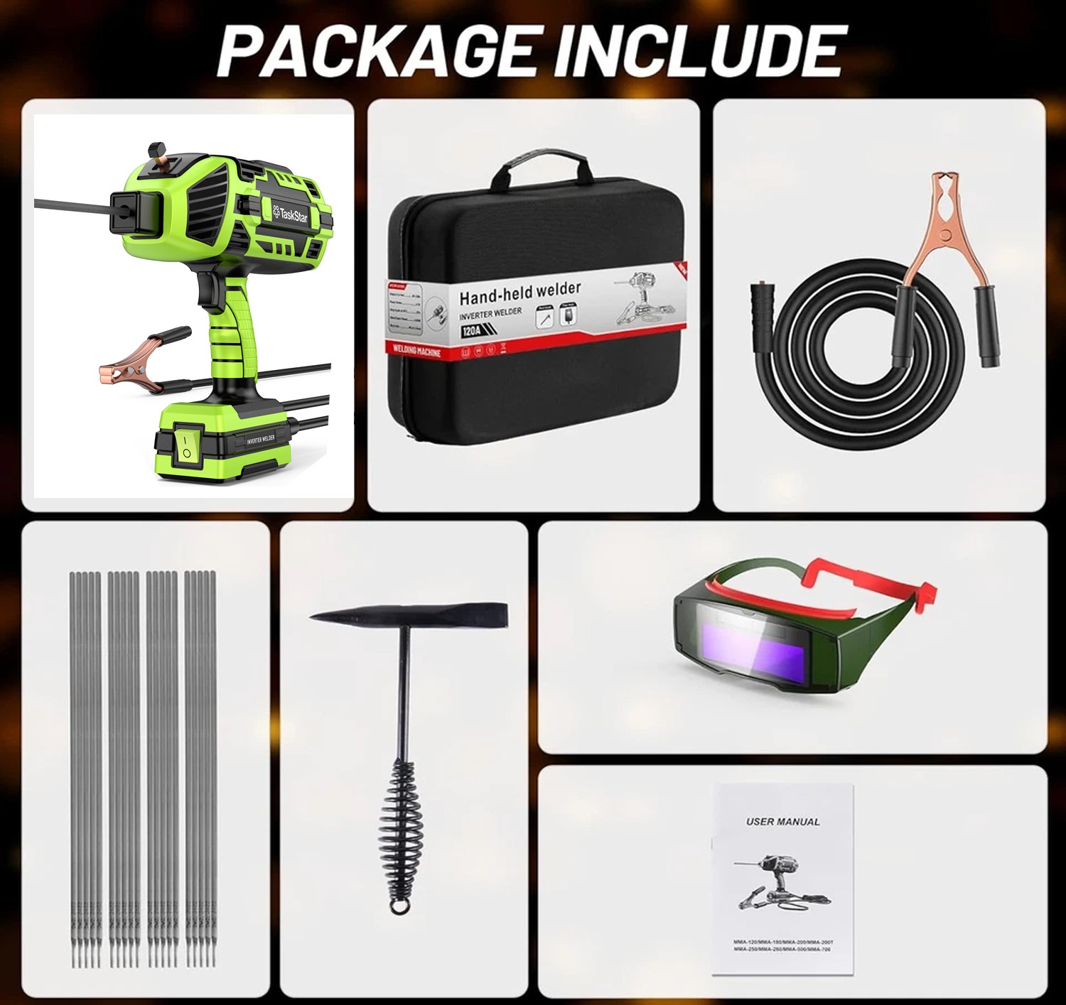 TaskStar 120A Portable Handheld ARC Welder Kit, 110V Stick Welding Machine