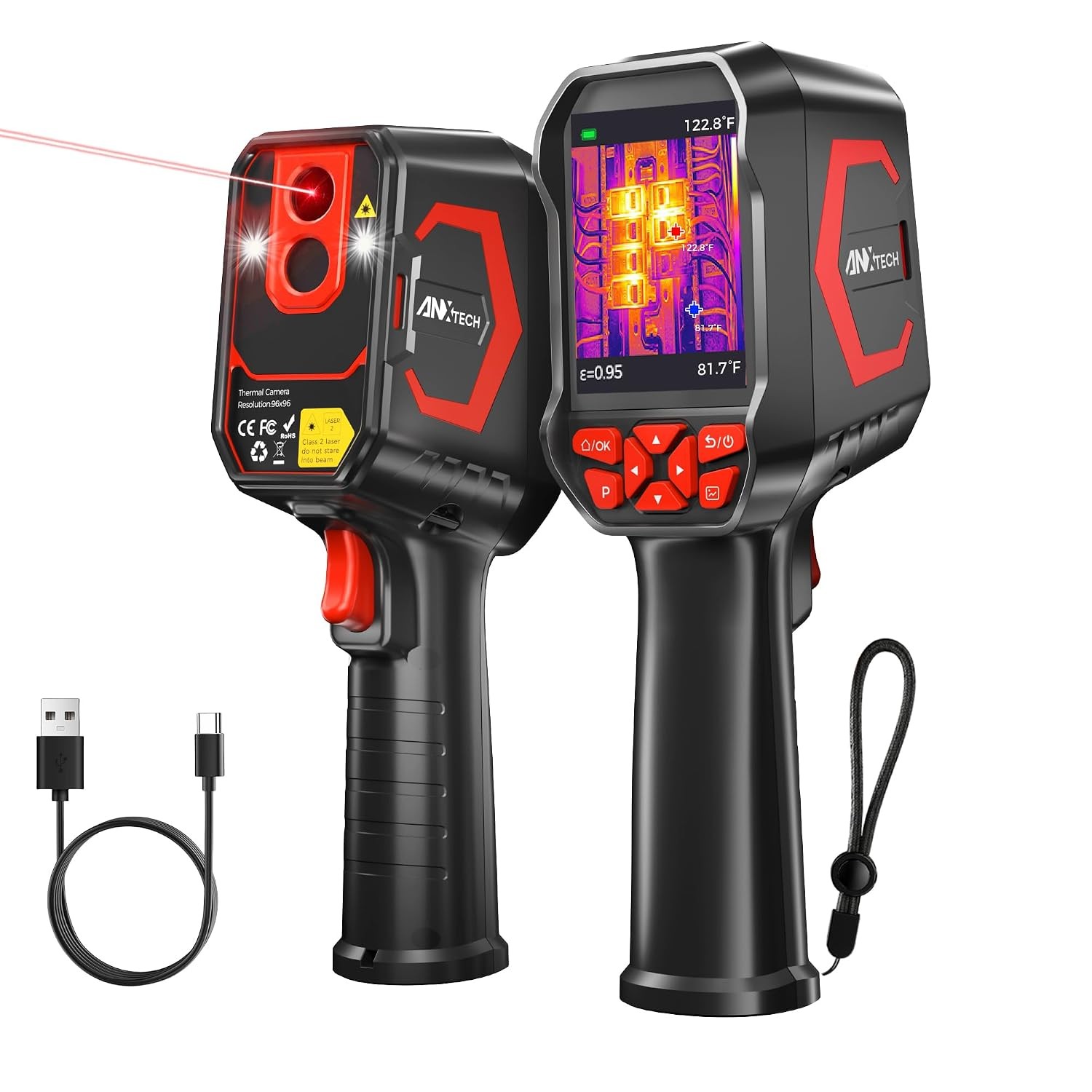 ANXTECH Thermal Camera -4°F~1022°F 2.8″ LCD 192×192 TISR 25Hz IR Imaging