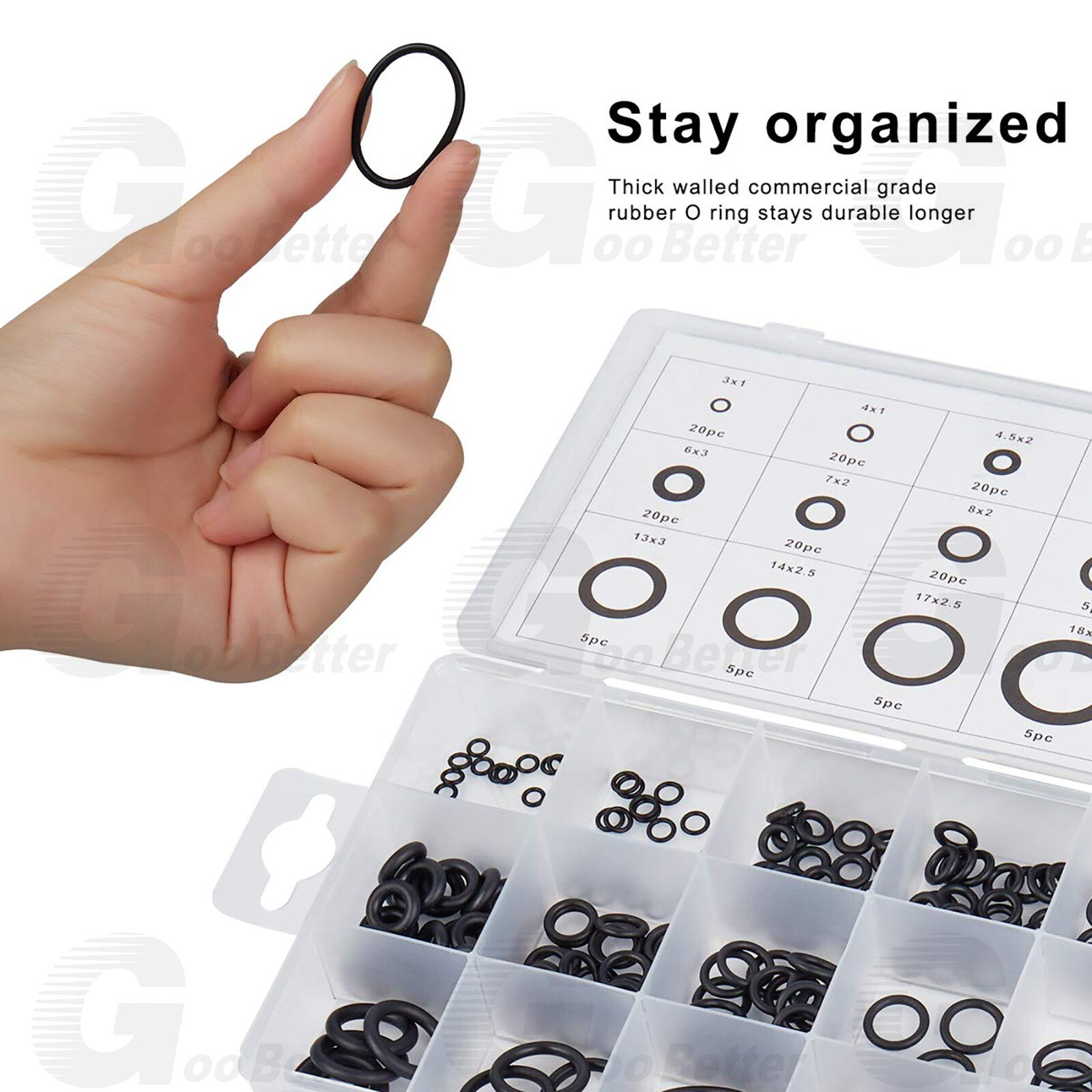 225pc Universal Rubber O-Ring Assortment Kit Gasket Plumbing Automotive Seal Set