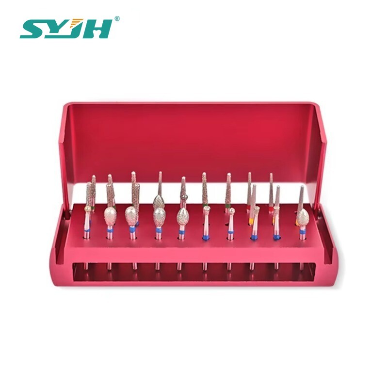 30PcS Dental Diamond Burs Drill+Disinfection Bur Block HighSpeed Handpiece IN US