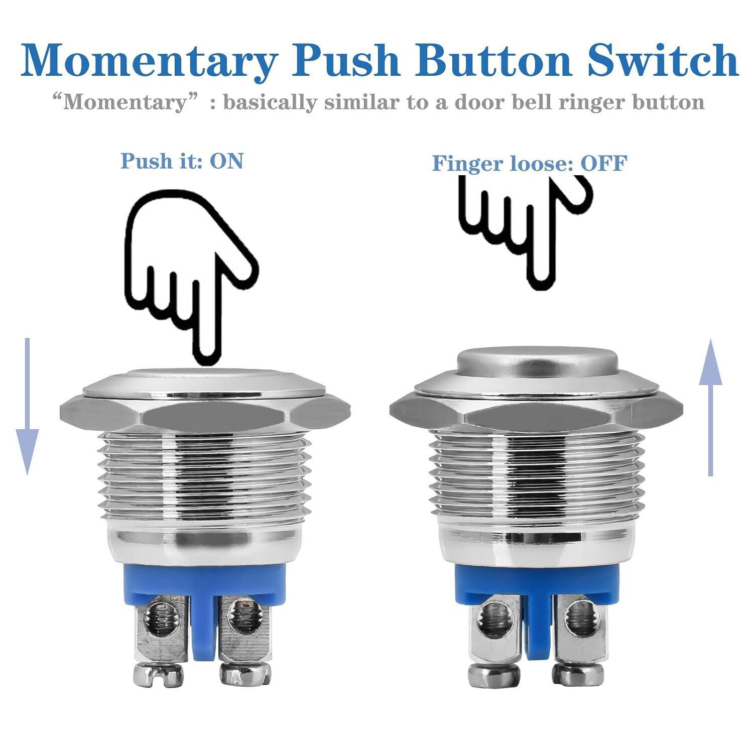 Silver 12V DC Waterproof Metal Circle Push Button Momentary Horn Switch Car/Boat