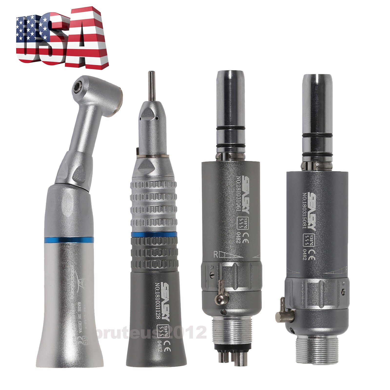 SEASKY Dental Slow Low Speed Handpiece Contra Angle Straight Air Motor 2/4Hole
