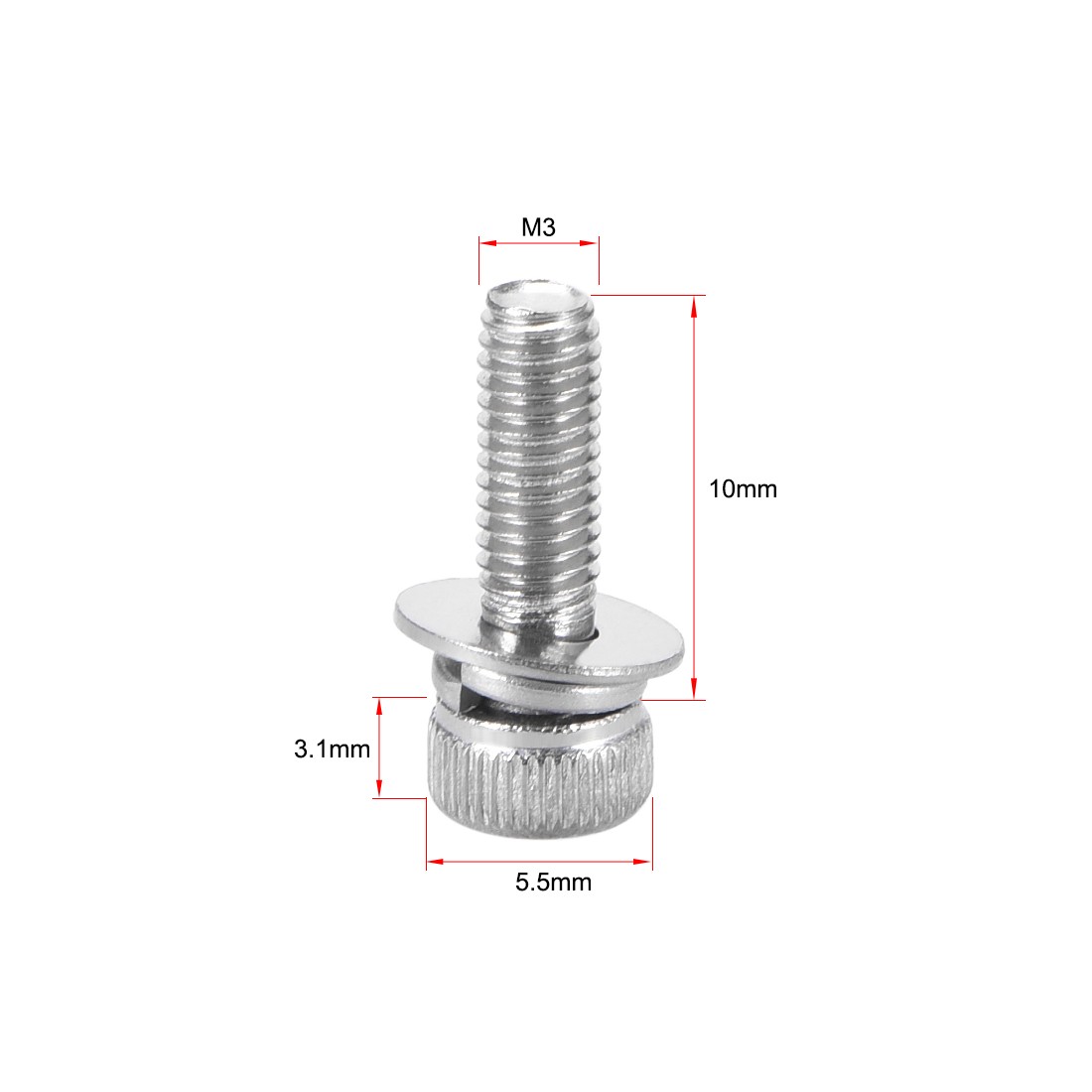 M3 x 10mm Stainless Steel Hex Socket Head Cap Screws Bolts Combine 10pack