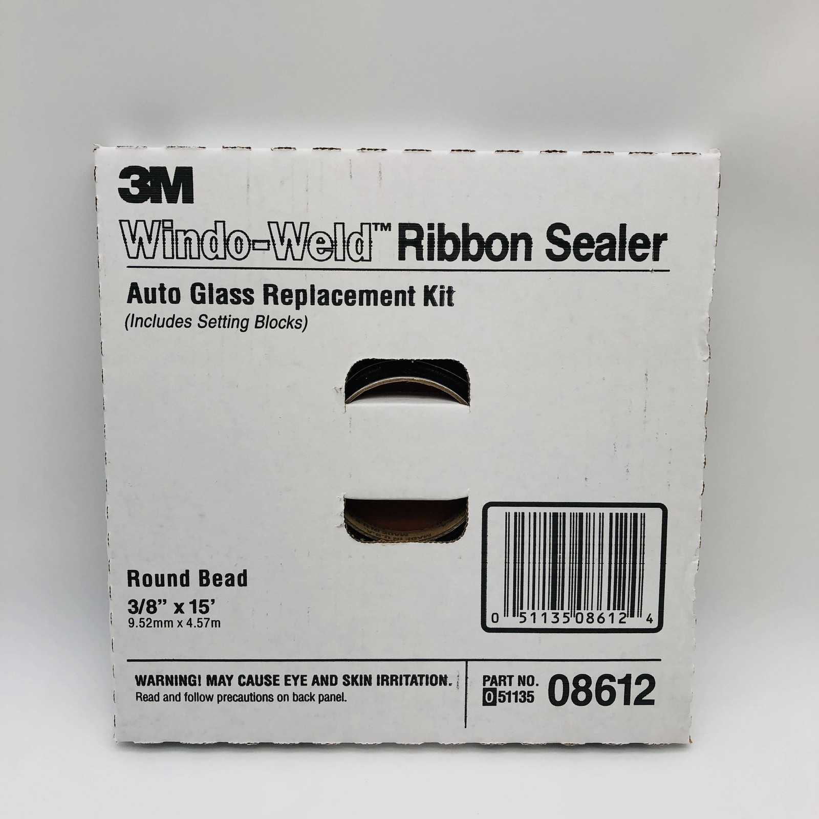 3M 08612 3M Window Weld Ribbon Sealer 3/8in X 15ft Round Auto Glass Replat Kit