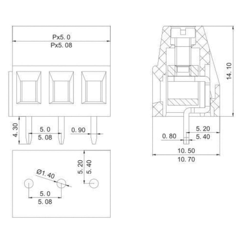 50PCS 5.08Mm 0.2″ Pitch PCB Mount Screw Terminal Block Connector, 2P 3P 4P Termi