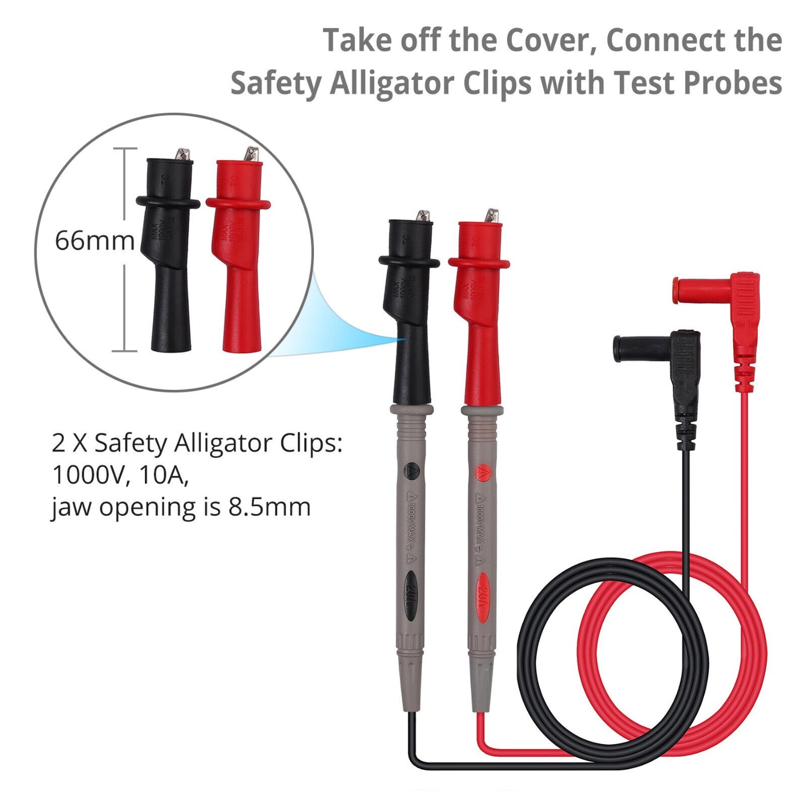 Multimeter Test Leads for Fluke Meter Electrical Alligator Clip Probes 1000V 20A
