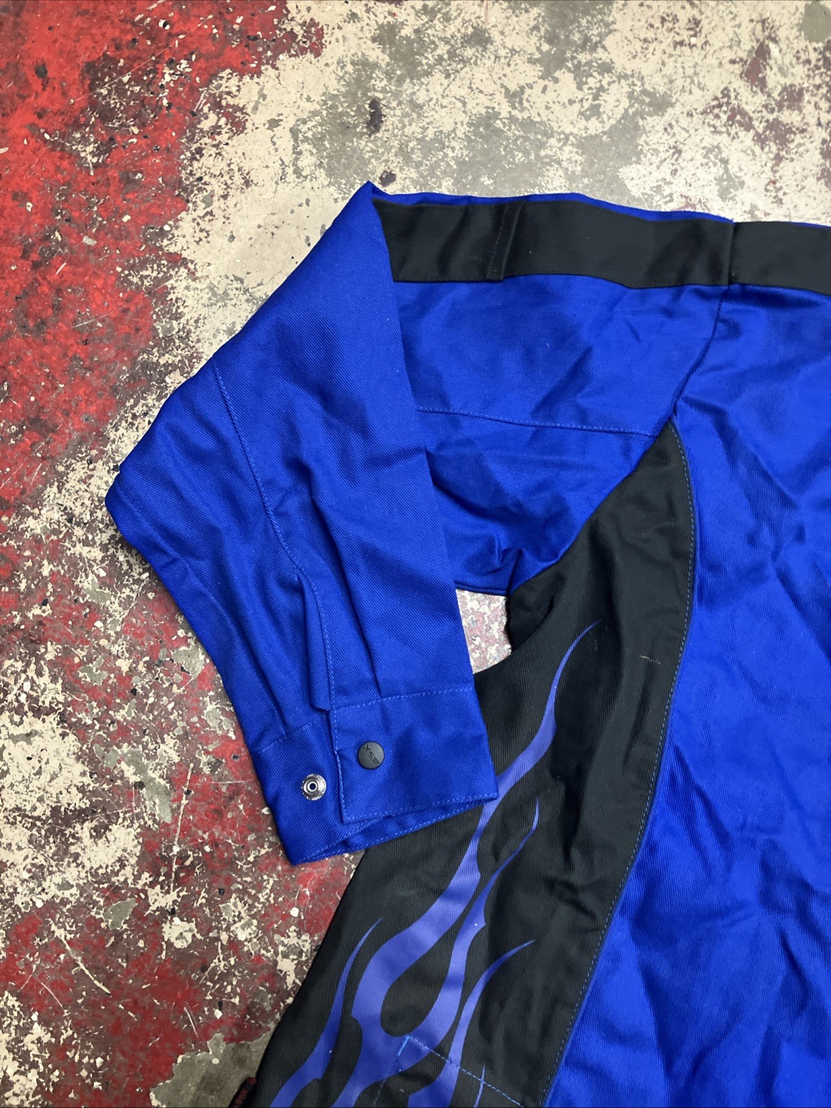 Revco Black Stallion BSX Blue FR Welding Jacket w/Blue Flames LARGE