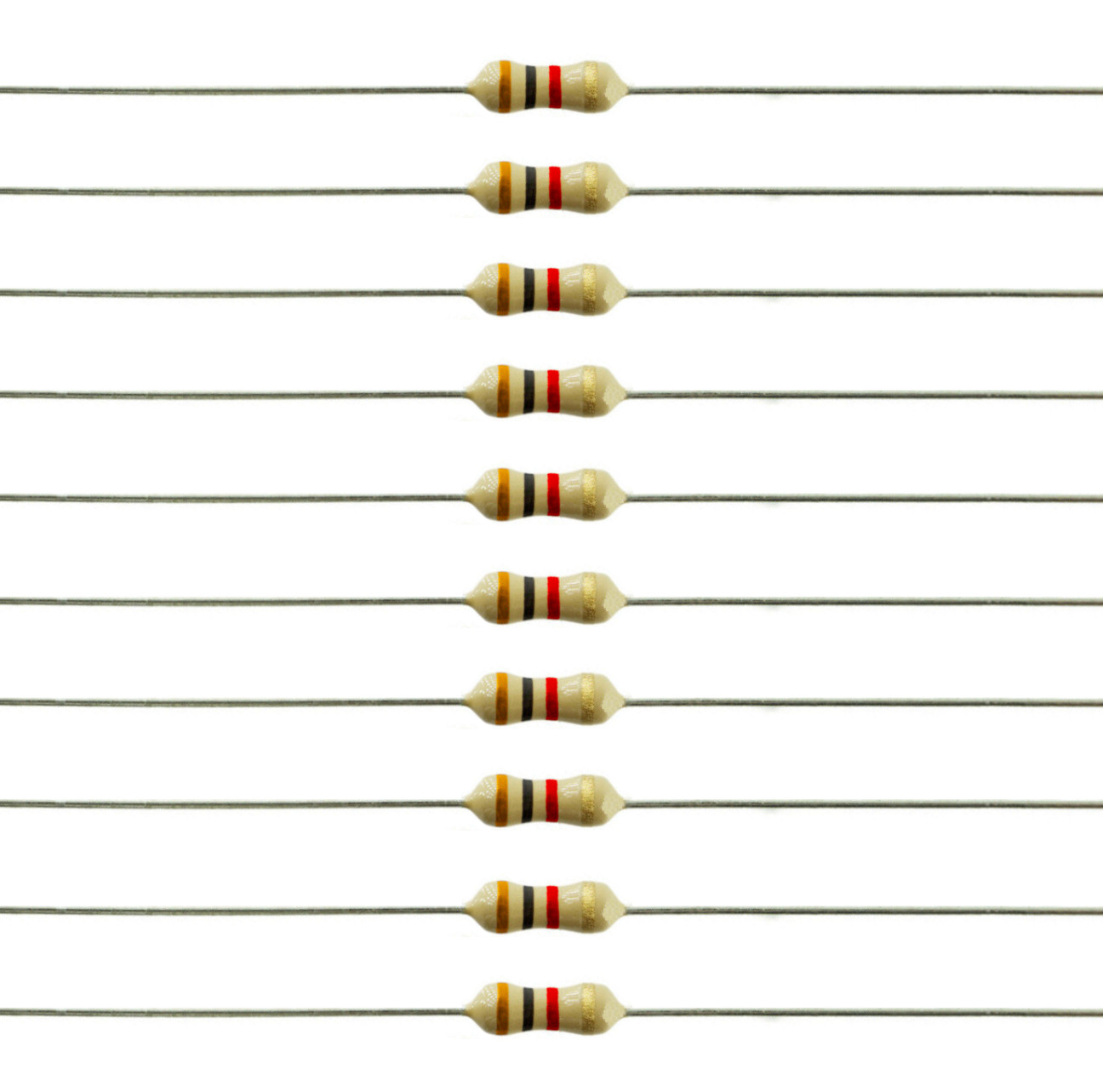 10 Pack – 3K 3000 Ohm Ω Resistor 5% Tolerance 1/4W 1/4 Watt Carbon Film PK