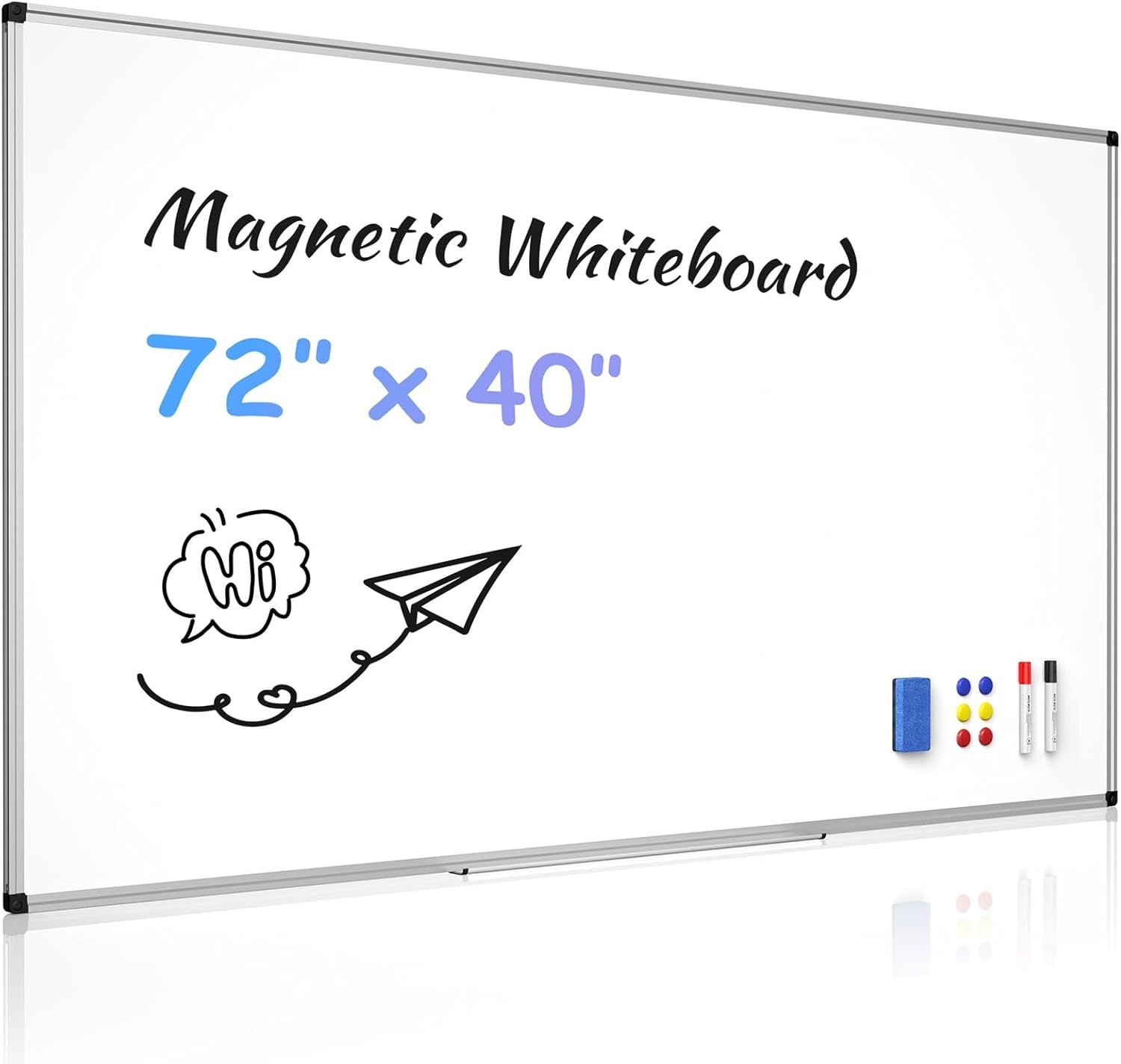 Magnetic Dry Erase Whiteboard 40″ x 72″ White Board Wall-Mounted for Office Home
