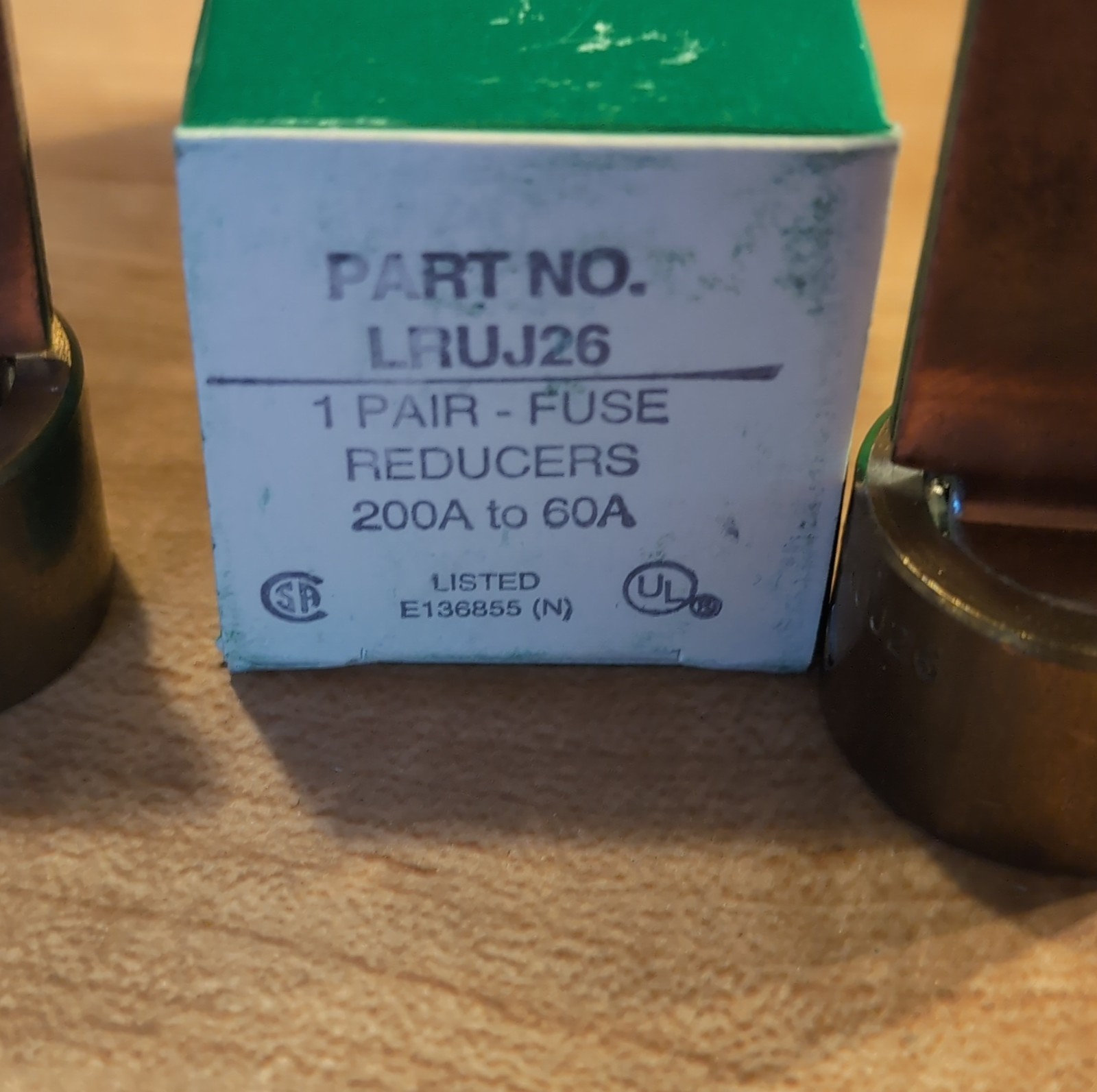 Littelfuse LRUJ26 Fuse Reducers 200-60A Brass Copper Branch Circuit 1 Pair