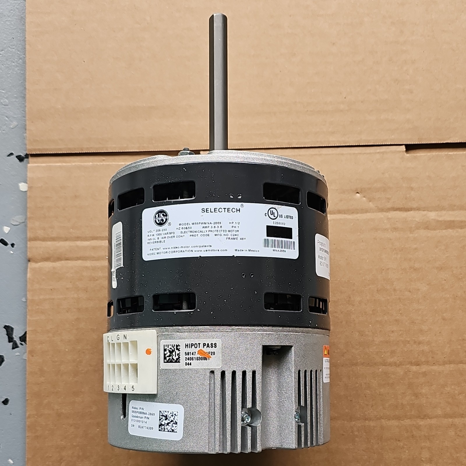 Nidec Blower Motor M55PWNNA-2869 0131M01014 208-230V 4.4A EPM