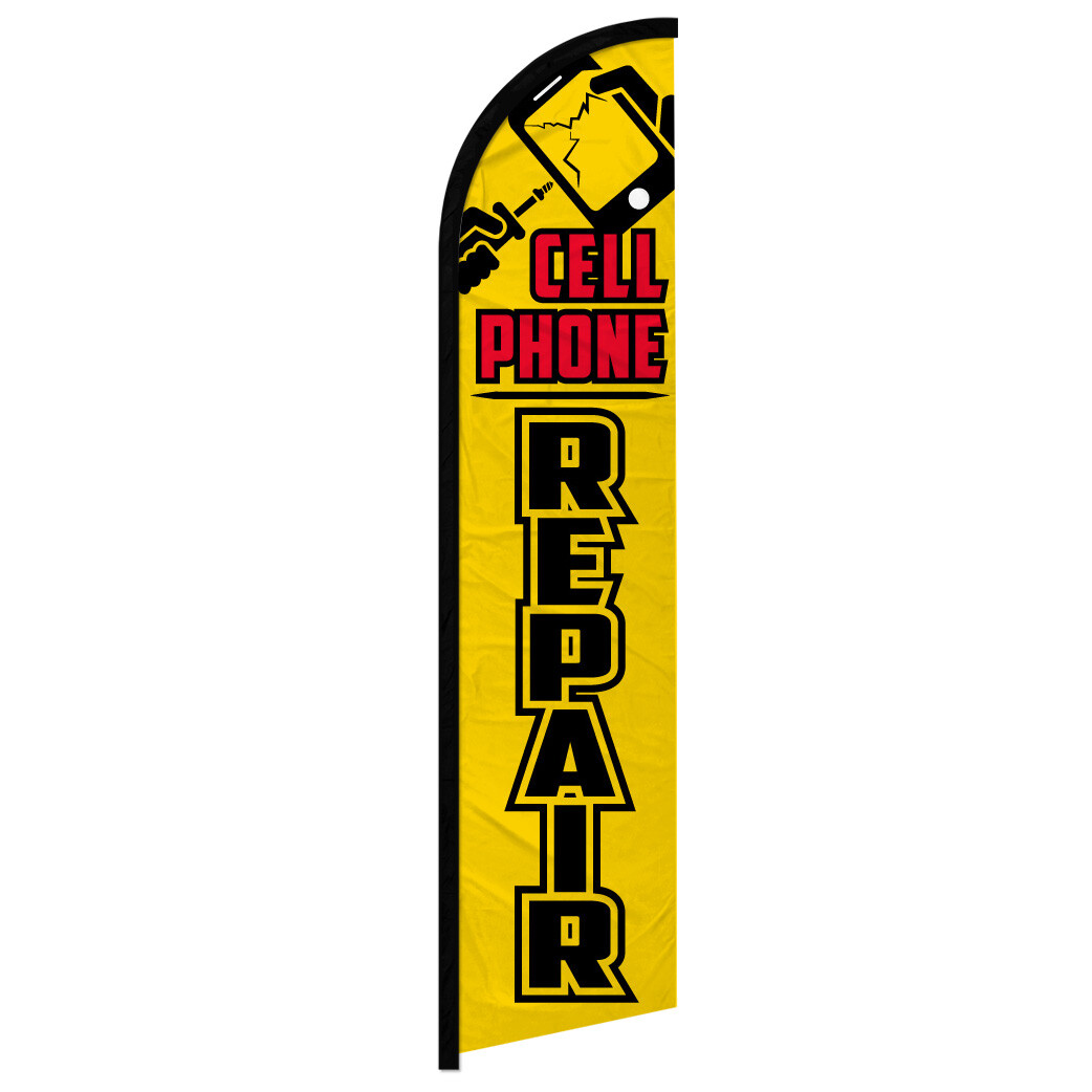 Cell Phone Repair Full Curve Windless Swooper Flag YW/BLK