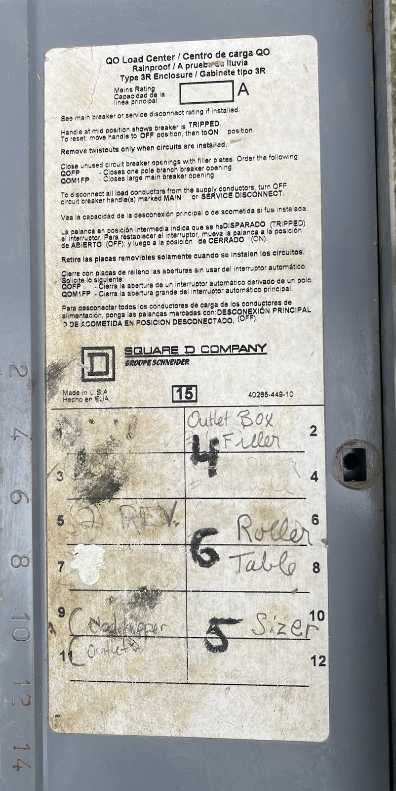 Square D QO Load Center Type 3R Enclosure