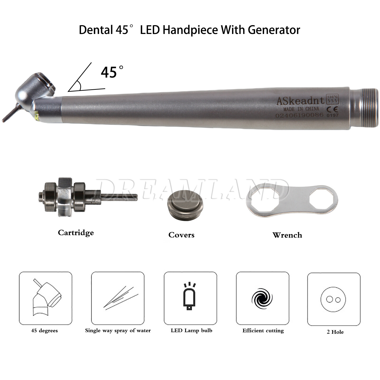 45° Surgical NSK PANA MAX Style Dental Pieza de mano alta velocidad 2Hole Borden