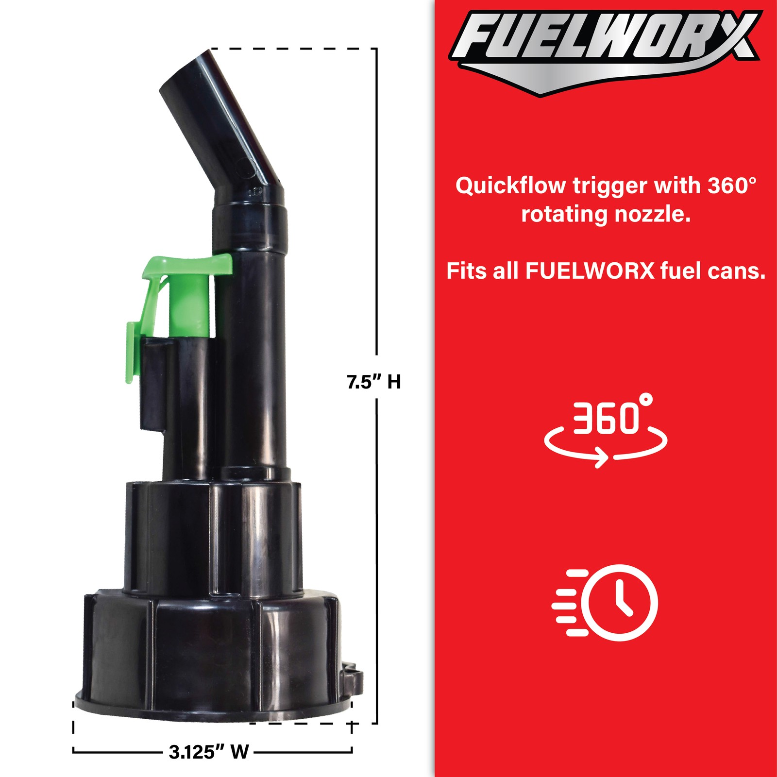 Fuelworx Red 5 Gallon Stackable Fast Pour Gas Fuel Can CARB Compliant 3-Pack