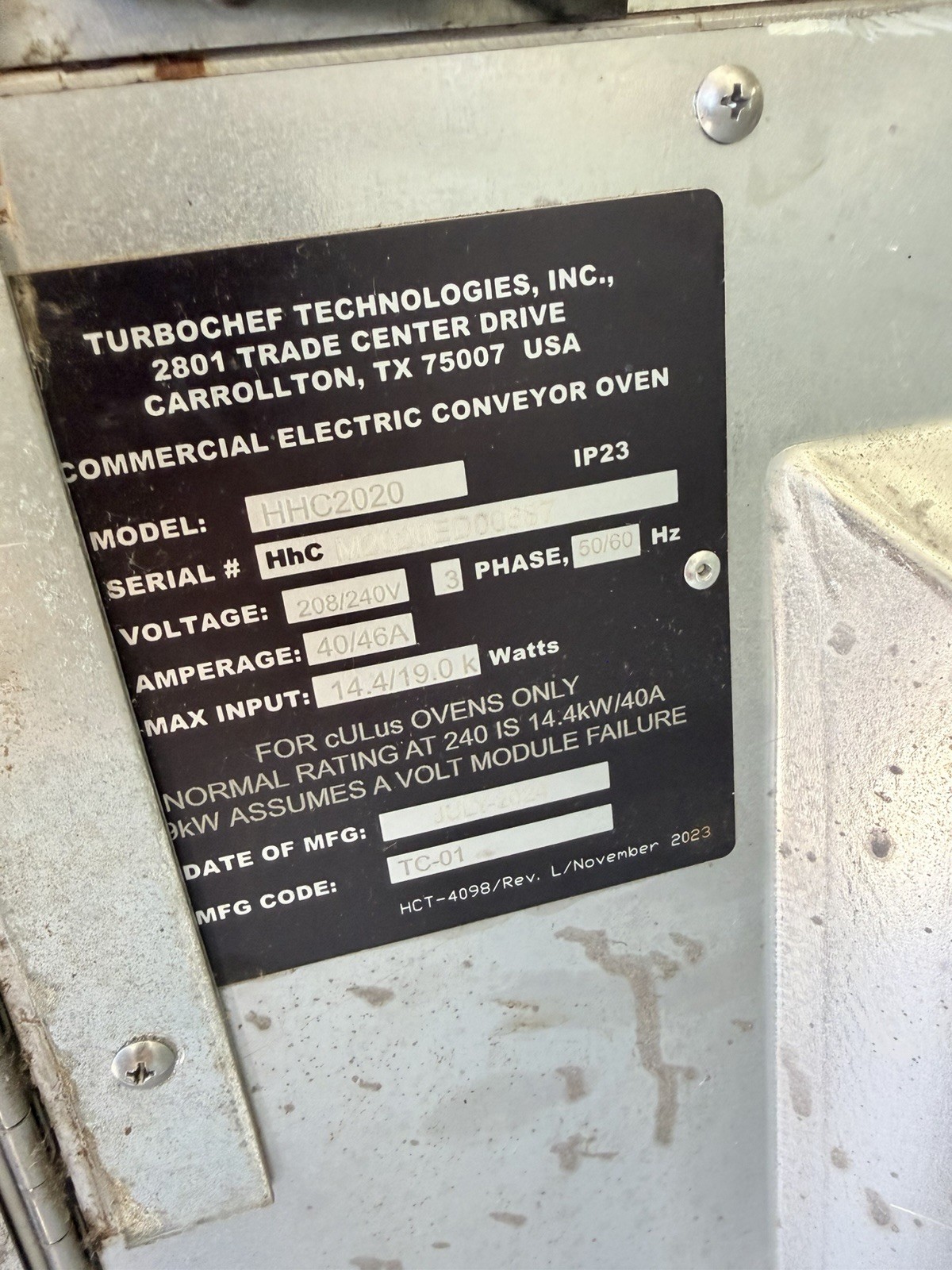 2024 TURBOCHEF HHC2020 TRIPLE STACK ELECTRIC CONVEYOR PIZZA OVEN. WORKS GREAT!