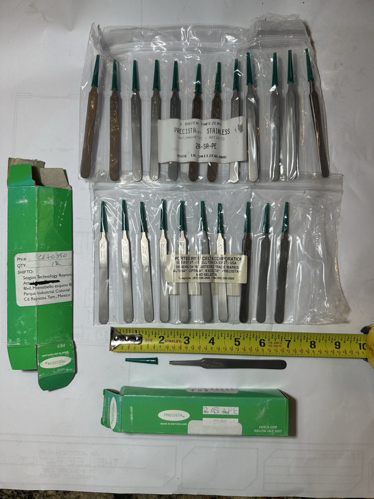 One Piece of Excelta Precision Antistatic Tweezers Made in Switzerland. 2ASA