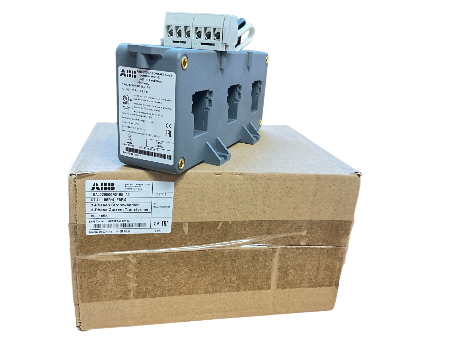ABB 1SAJ929500R0185 3-phase Current Transformer ct4l185r/4