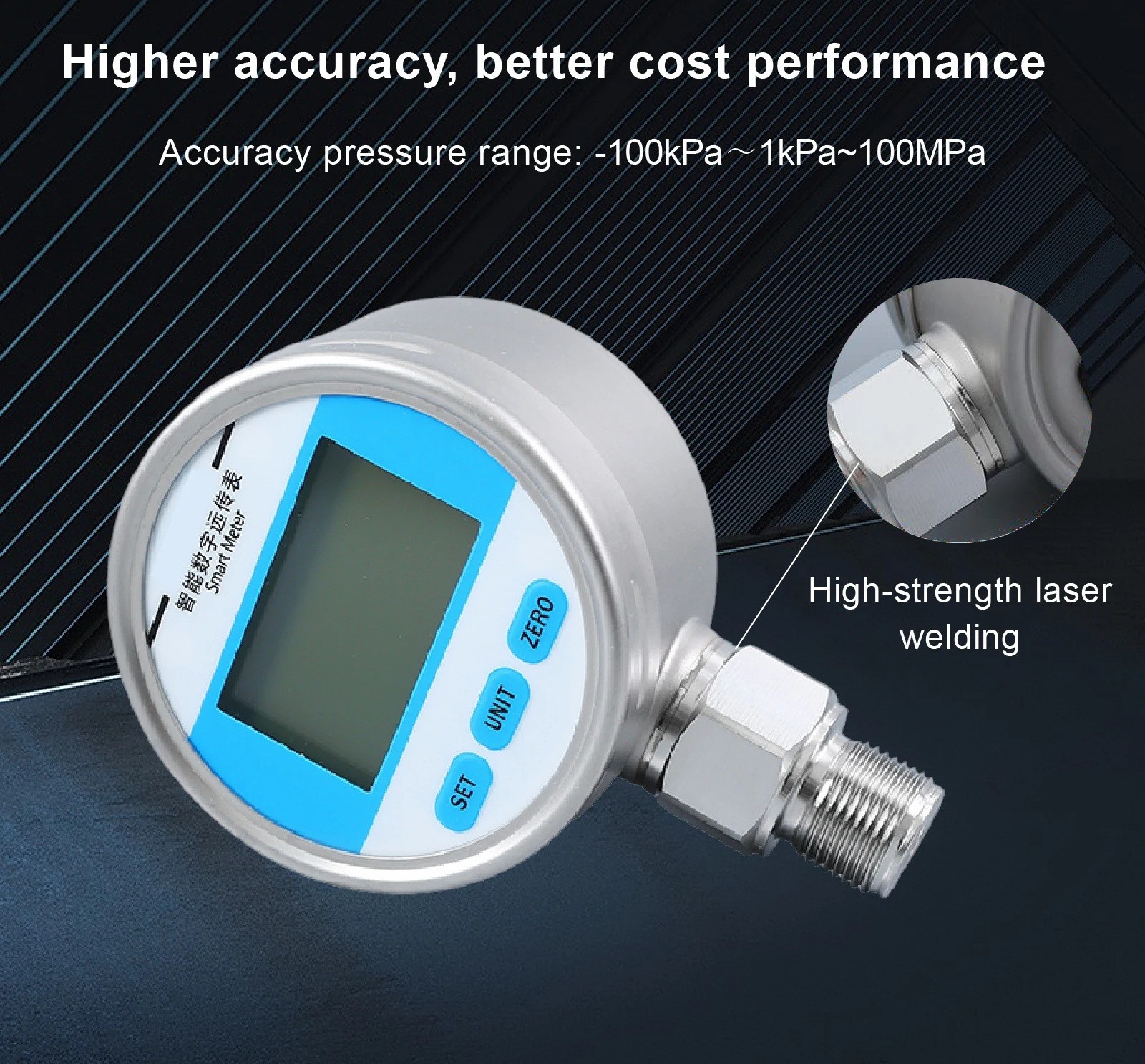 Smart Digital Pressure Transmitter 4-20mA RS485 Gauge Sensor G1/2 Stainles Steel