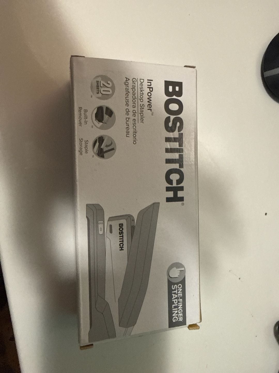 Bostitch InPower Spring-Powered Desktop Stapler, 20-Sheet Capacity, Black