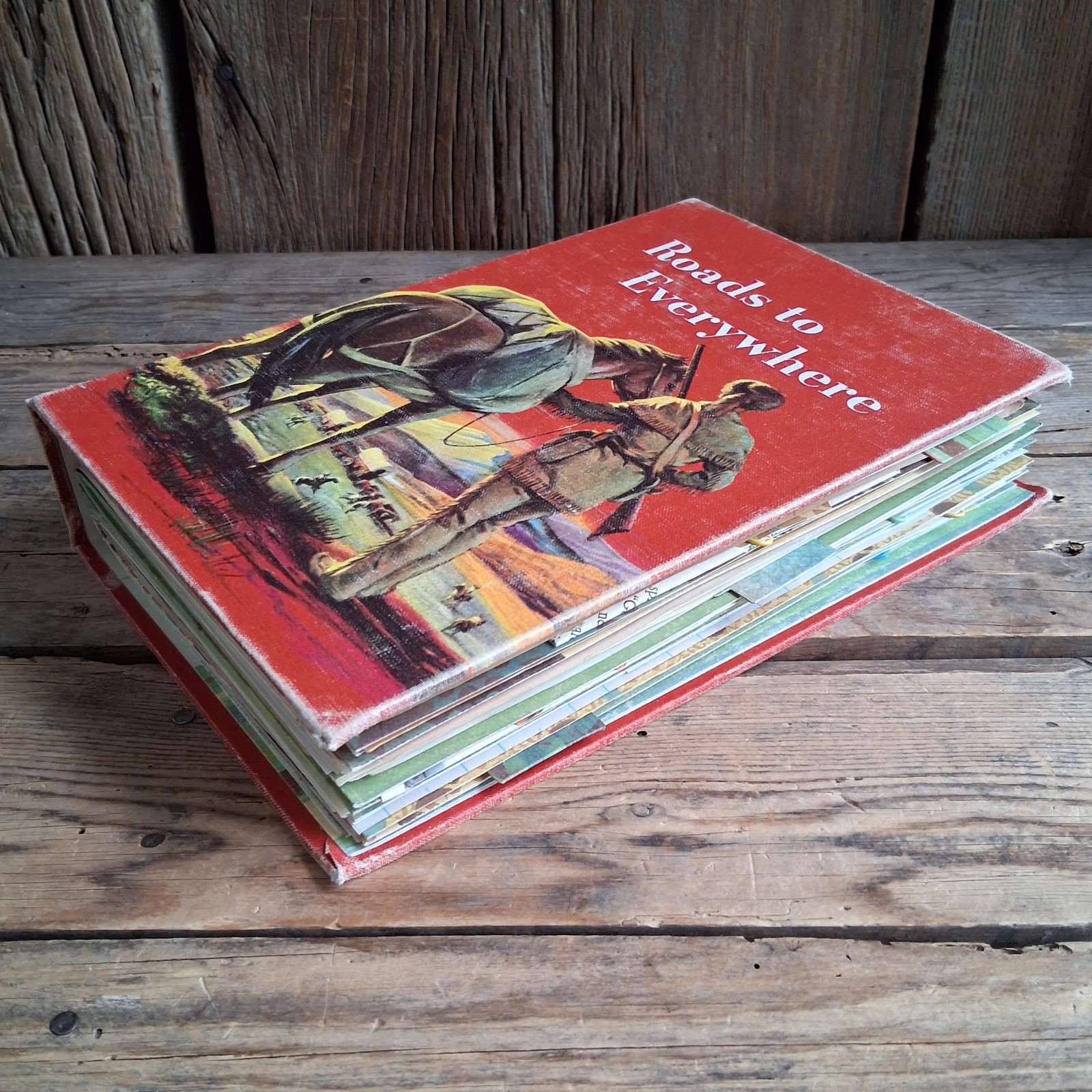 Handmade Junk Journal Vintage Textbook Cover Roads To Everywhere Blank Diary
