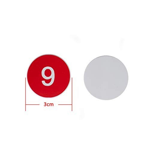 Engraved Plastic Number Tags 1-100, Red, No Hole – Durable & Easy to Use