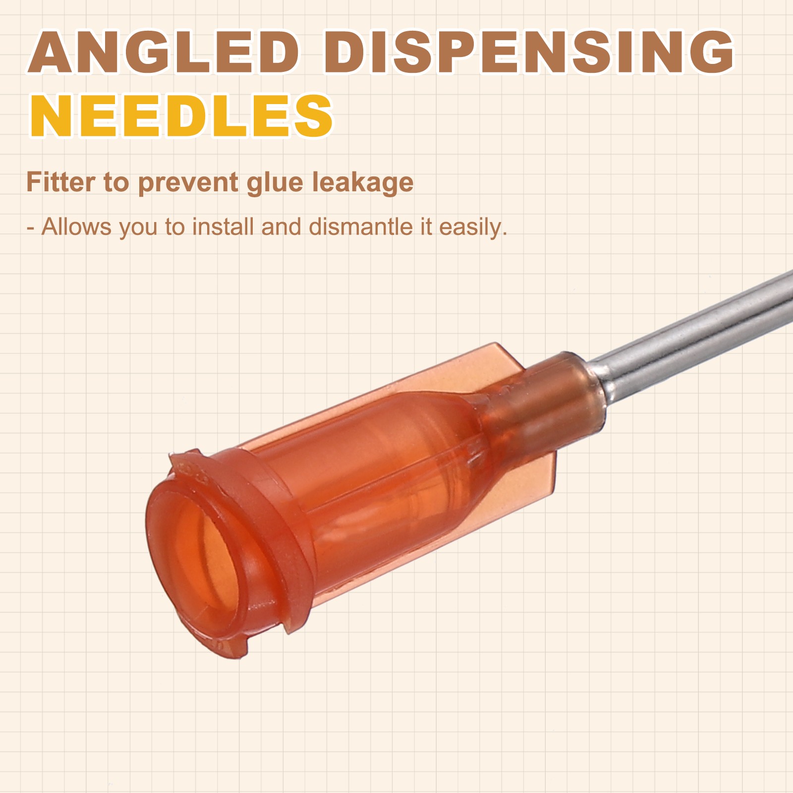 25Pcs 1Inch 15Ga 45° Angled Dispensing Needles, Brown